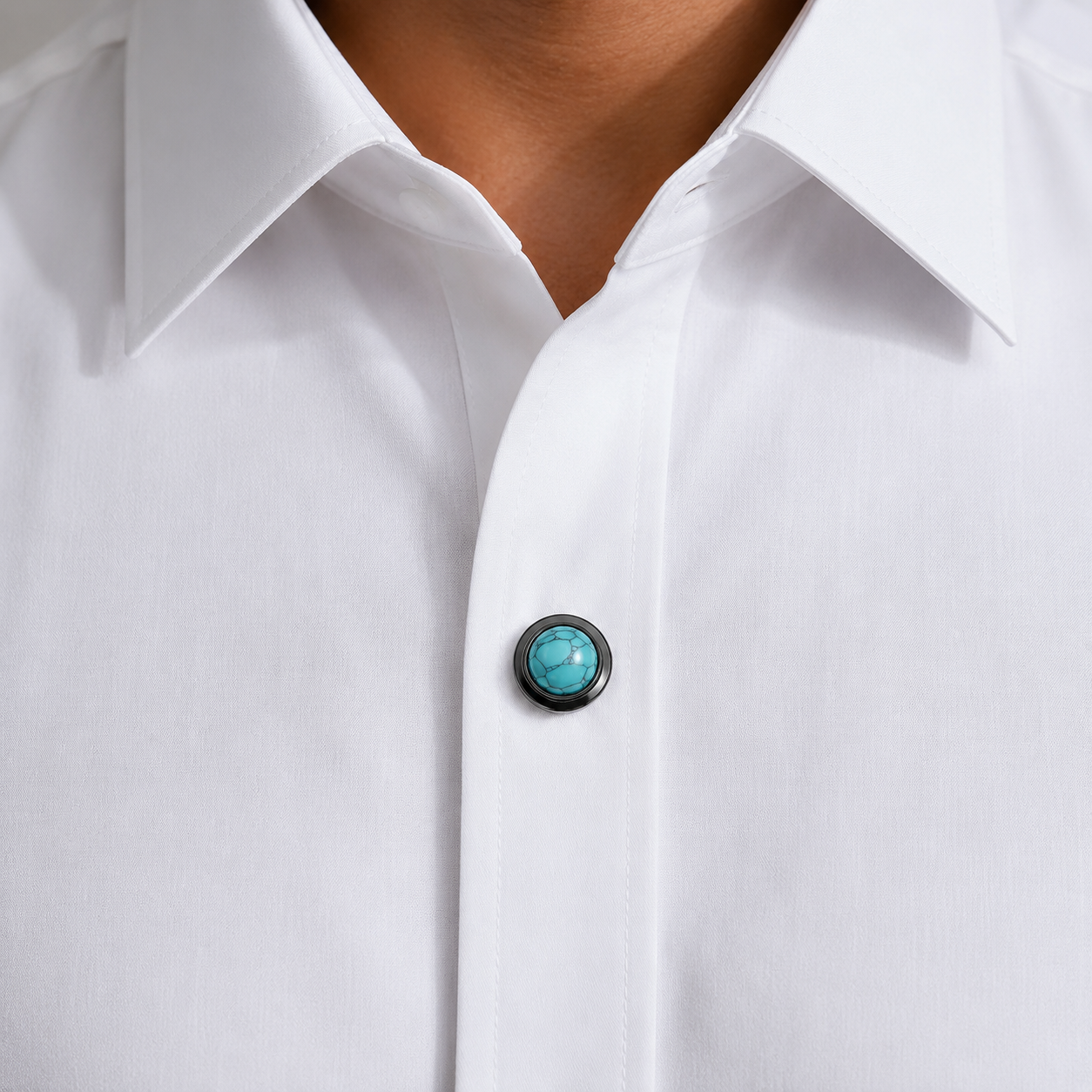 Albetro Turquoise Noir Gunmetal Button Cover — detail view