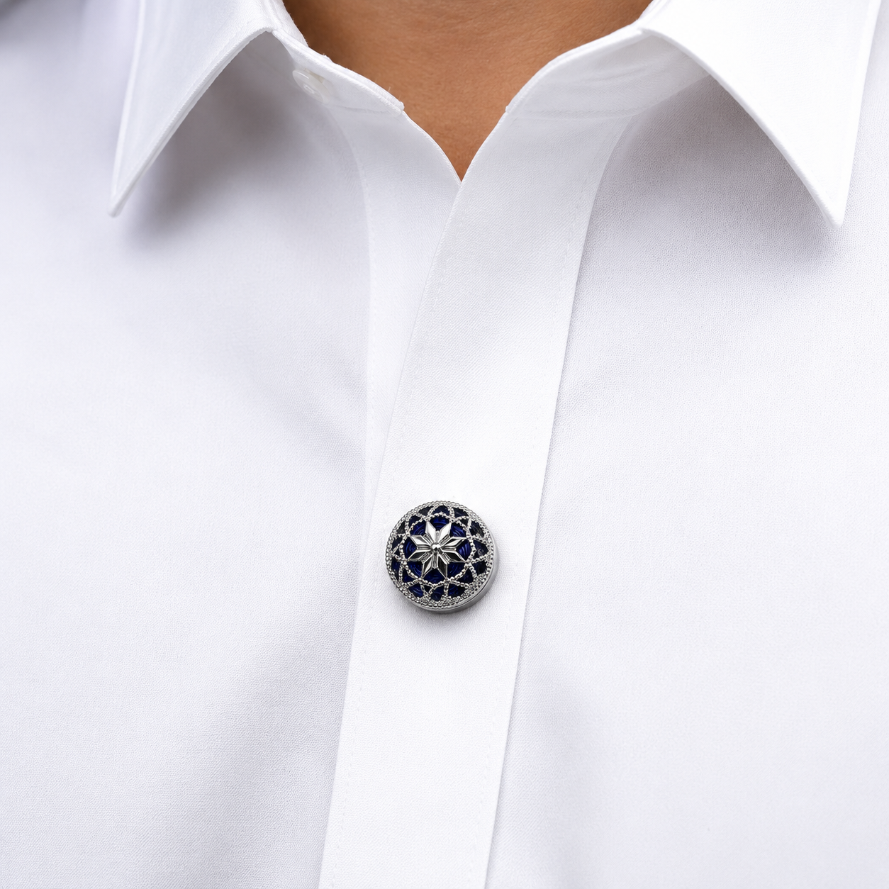Albetro Sapphire Filigree Silver Button Cover — detail view