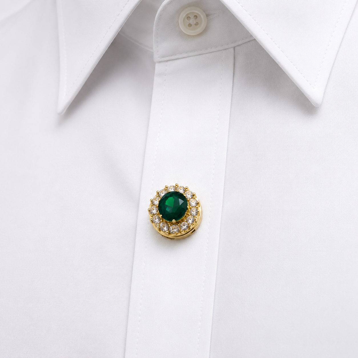 Albetro Emerald Halo Gold Button Cover — detail view
