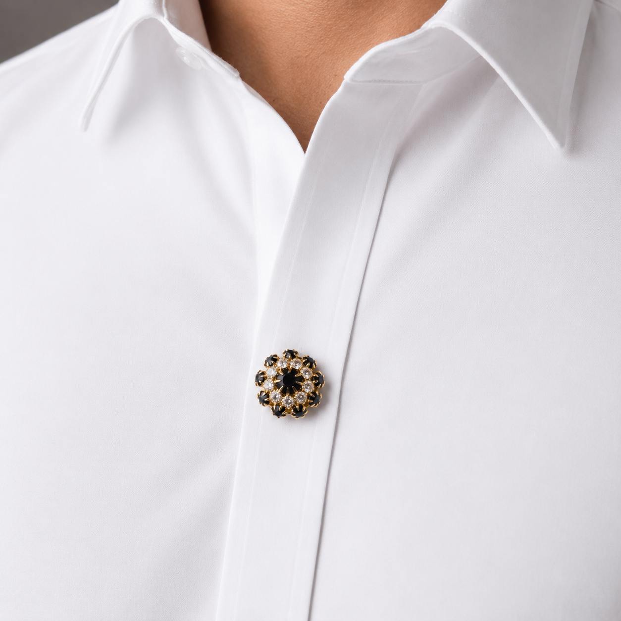Albetro Midnight Bloom Crystal Button Cover — detail view