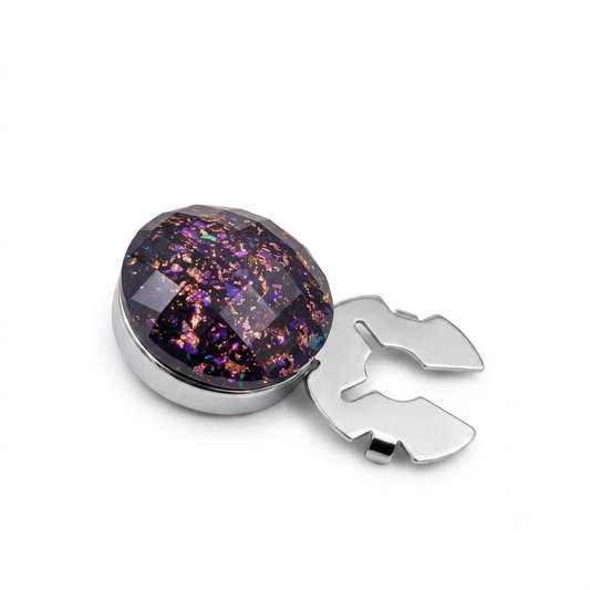Albetro Violet Nebula Button Cover — angled view showing clasp