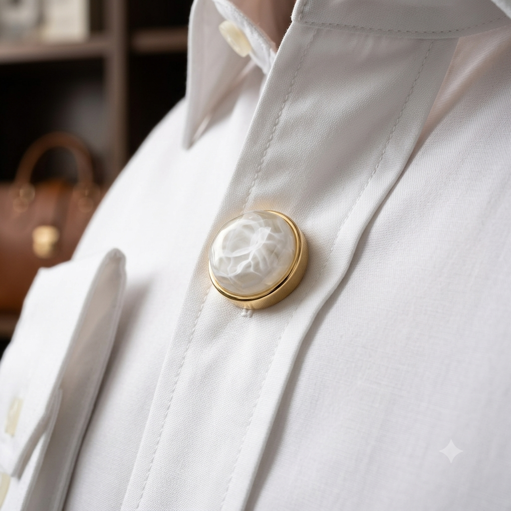Albetro Pearl Mirage Gold Button Cover — detail view