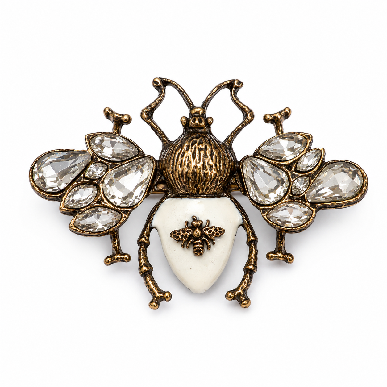 The Imperial Honeybee Crystal Brooch - Flat Lay