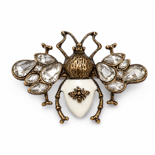 The Imperial Honeybee Crystal Brooch - Flat Lay
