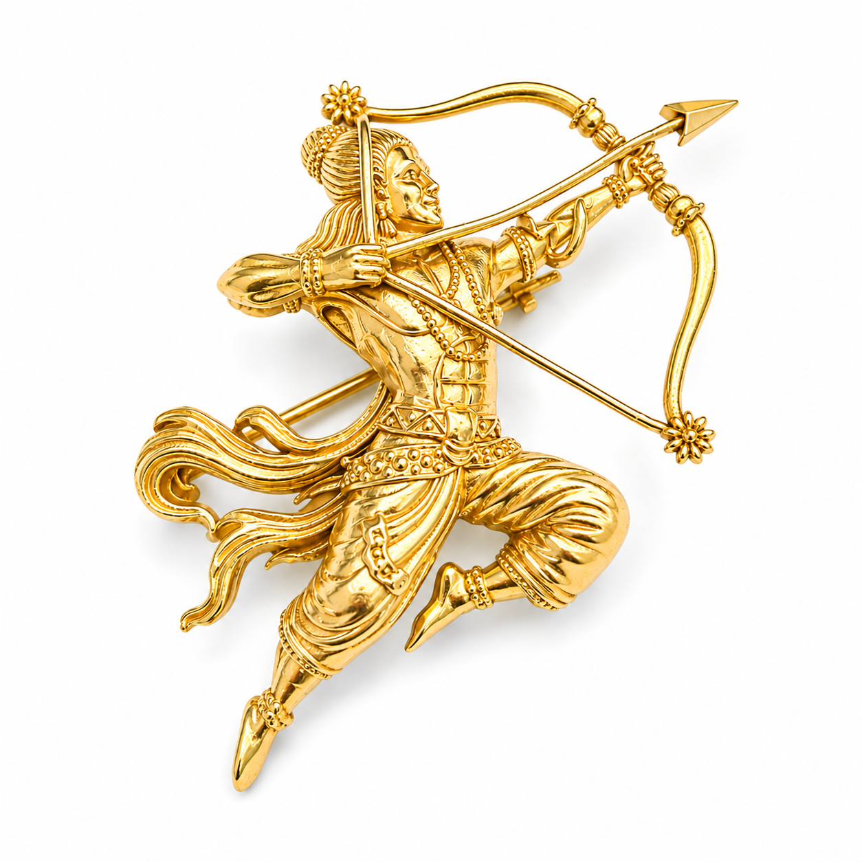 The Kodanda Divine Archer Antique Gold Brooch - Flat Lay