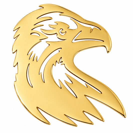 Albetro The Garuda gold eagle head brooch detailed view