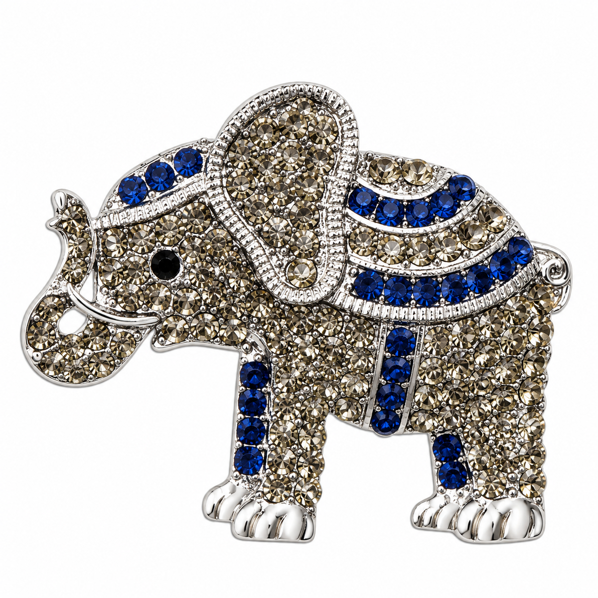 Albetro The Sapphire Tusker blue crystal elephant brooch detailed view