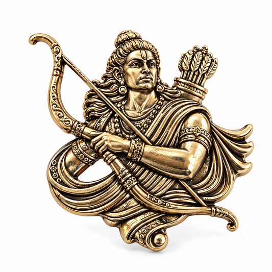 Albetro The Shri Ram antique gold Lord Ram brooch detailed view