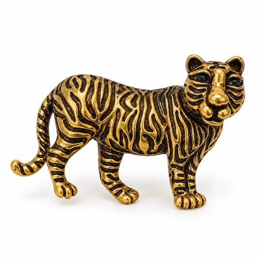 Albetro The Golden Baagh antique tiger brooch detailed view