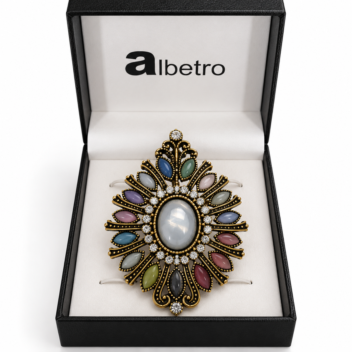 Albetro The Navaratna Mandala medallion brooch close-up view