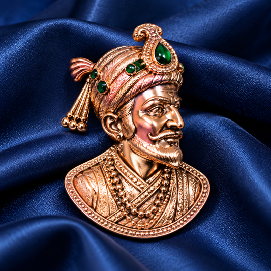 Albetro The Chhatrapati Maharaj portrait brooch detailed view