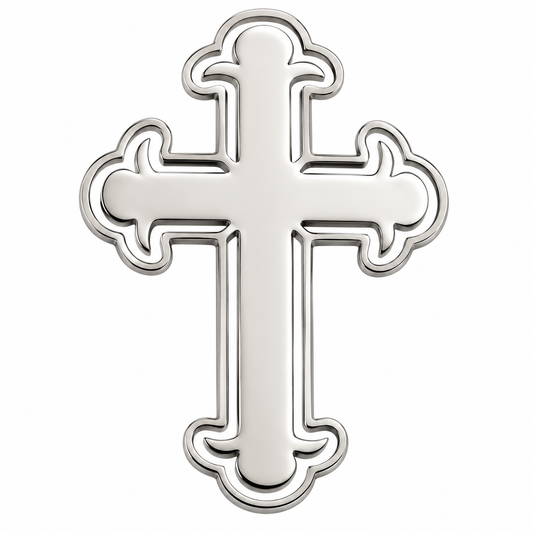 Albetro The Sacred Cross silver cross brooch detailed view