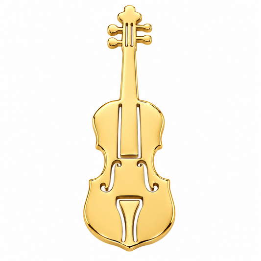 Albetro The Virtuoso gold violin brooch detailed view