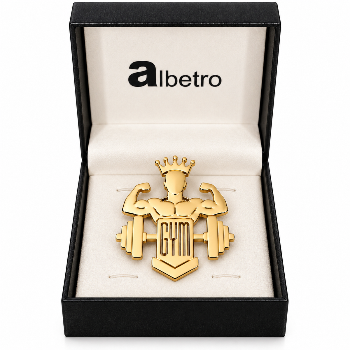 Albetro The Gym King fitness brooch close-up view
