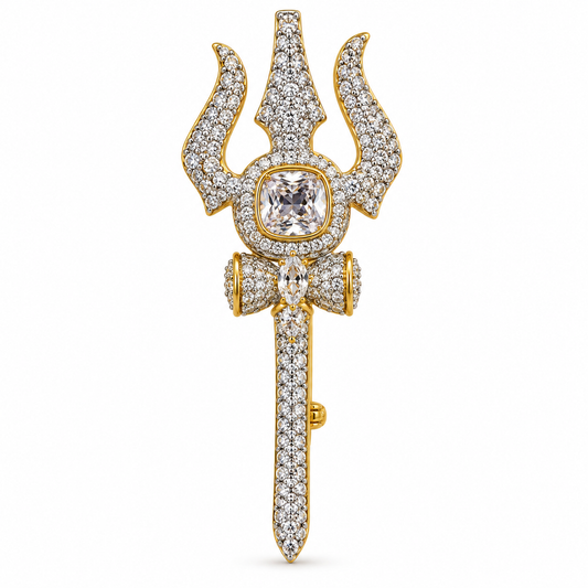 Albetro The Trishul Damru AD trishul brooch detailed view