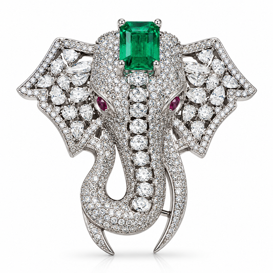 Albetro The Panna Gajanan AD elephant brooch detailed view