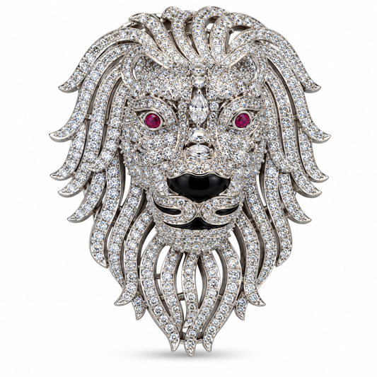 Albetro The Singh Argent AD lion brooch detailed view