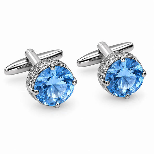 The Aegean Blue AD Stone Cufflinks - Flat Lay