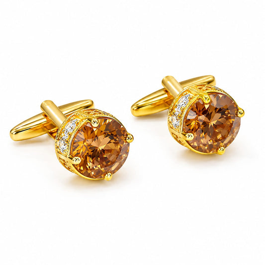 The Cognac Soleil AD Stone Cufflinks - Flat Lay