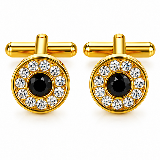 The Midnight Halo AD Stone Cufflinks - Flat Lay
