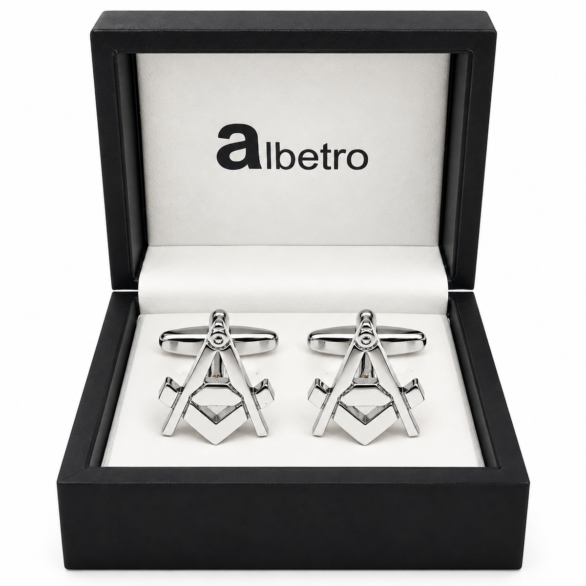 Albetro The Freemason Masonic silver cufflinks in black Albetro gift box