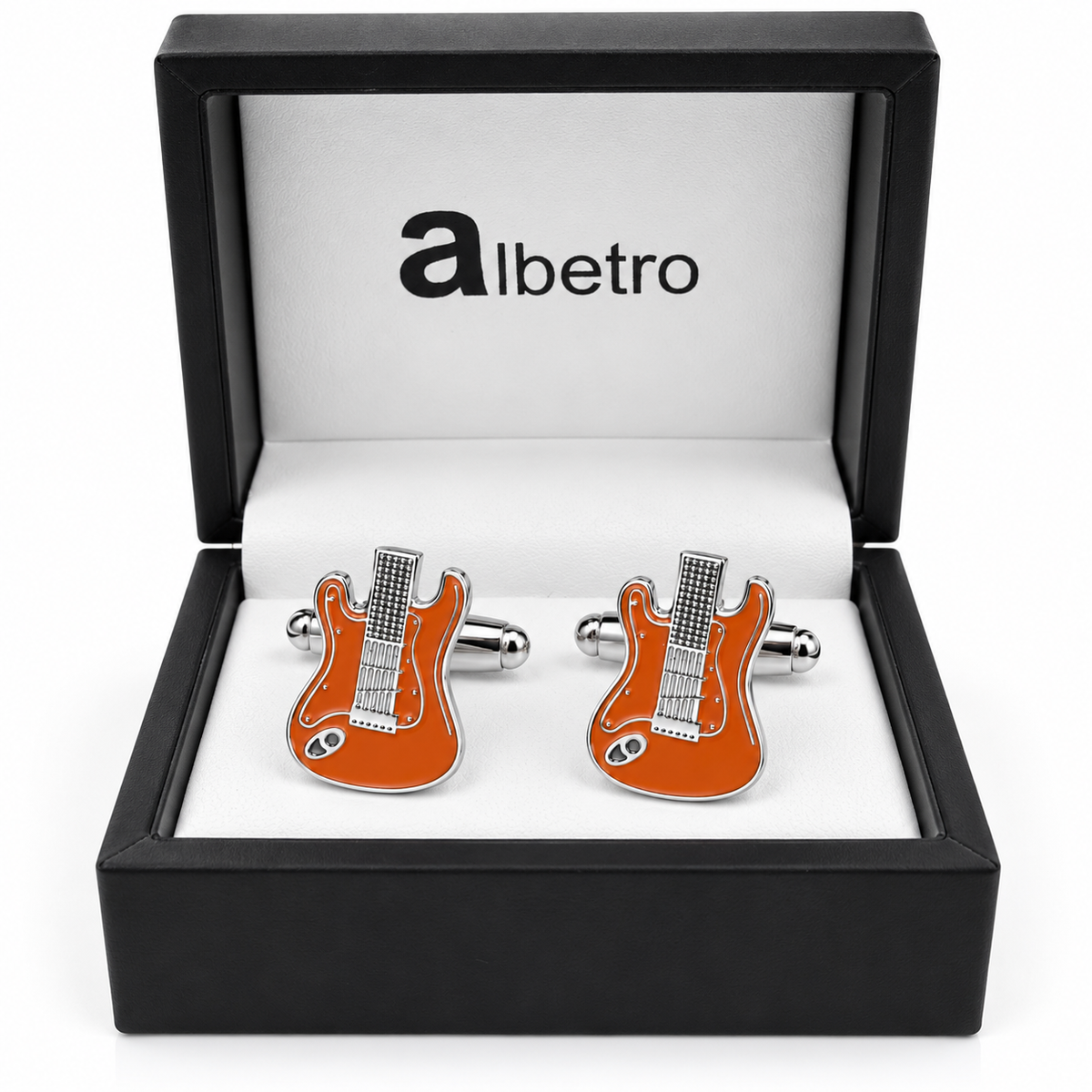 Albetro The Rockstar guitar cufflinks in black Albetro gift box