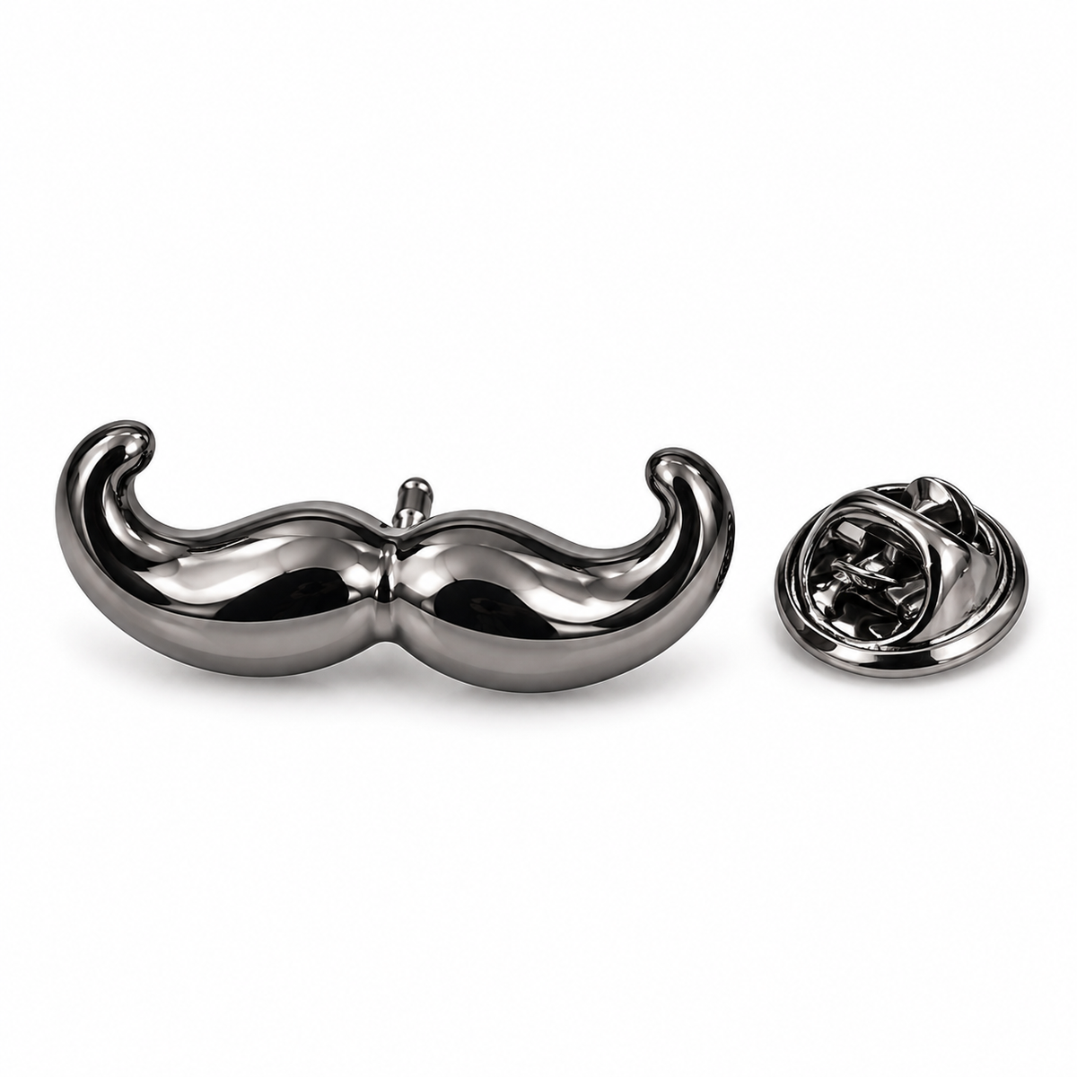 The Gentleman's Moustache Noir Lapel Pin - Flat Lay