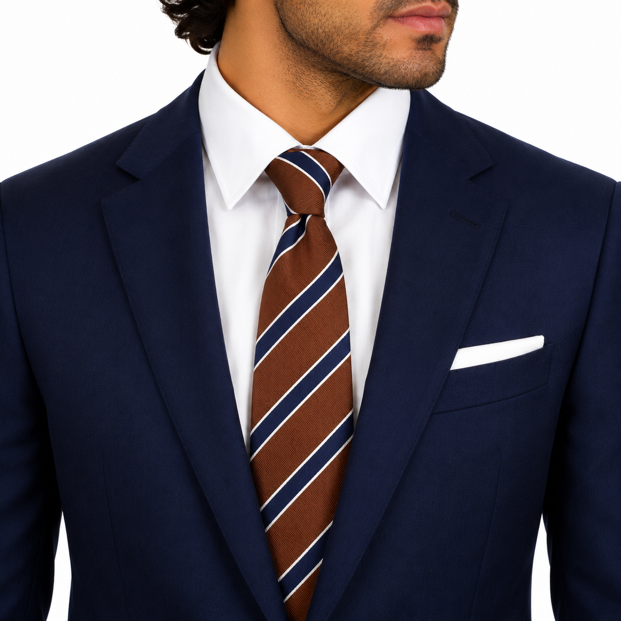 Cognac Brown Triple Stripe Necktie