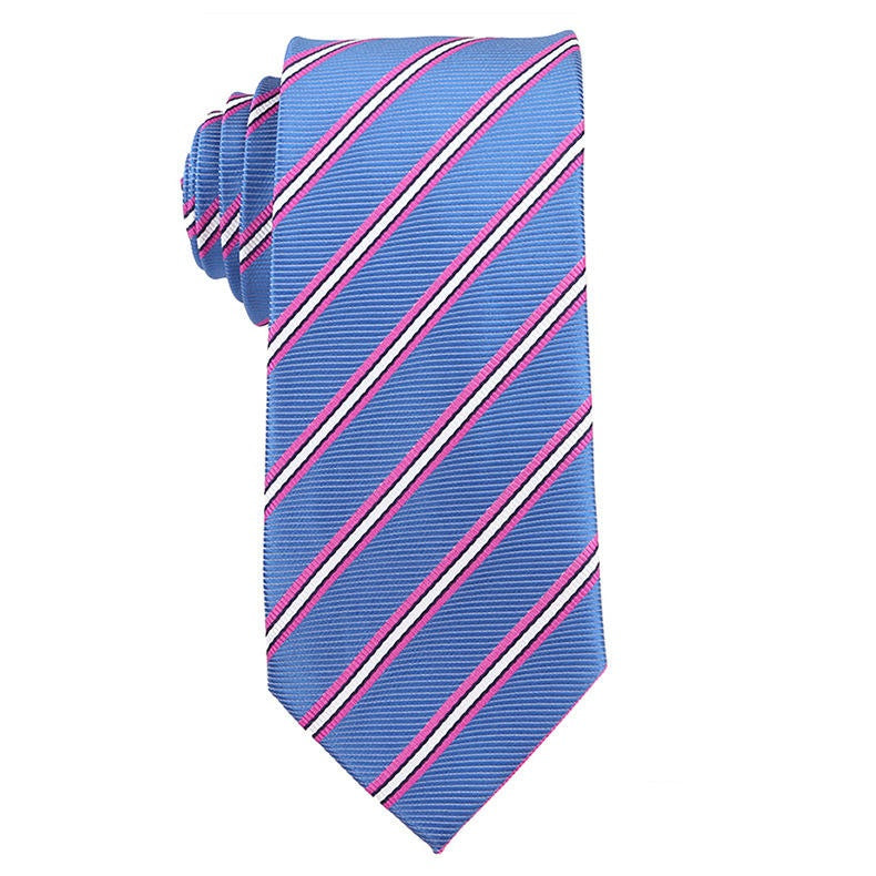 Cornflower Blue Pink White Stripe Necktie
