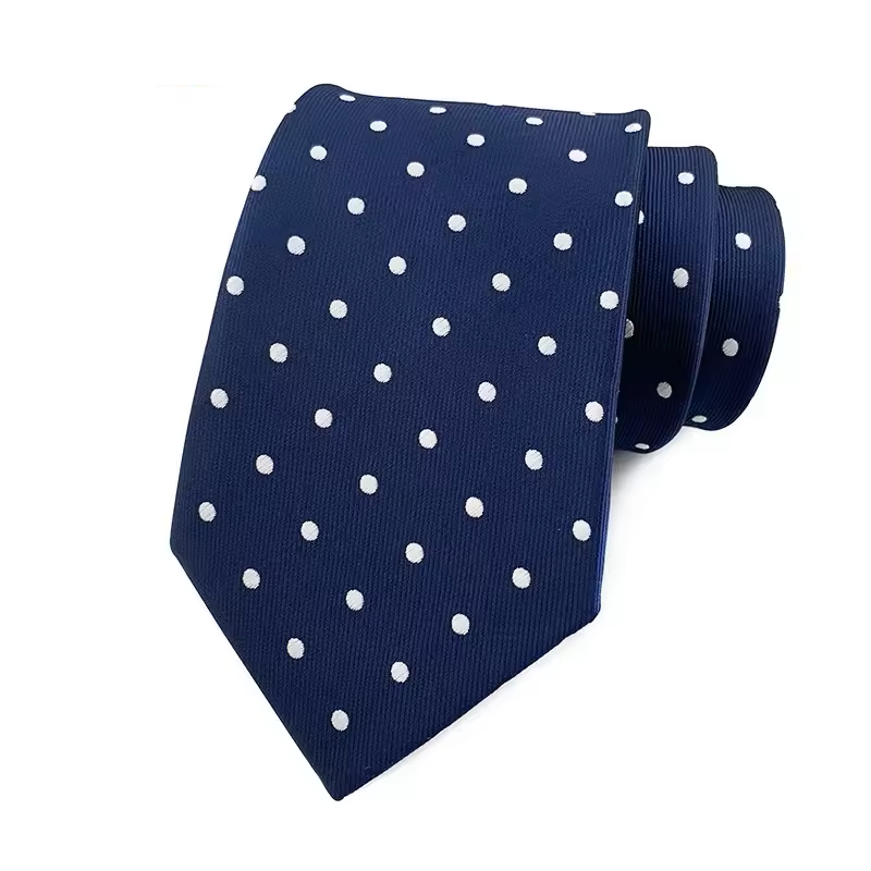 Navy White Polka Dot Necktie