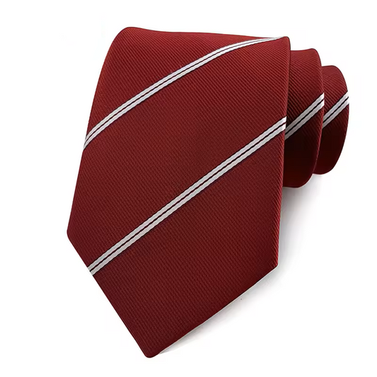 Burgundy Wine White Stripe Necktie