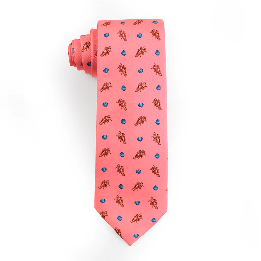 Coral Pink Leo Motif Silk Necktie