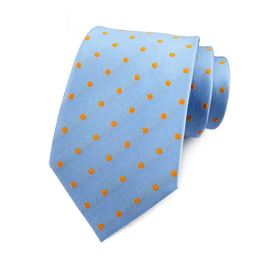 Sky Blue Orange Polka Dot Necktie