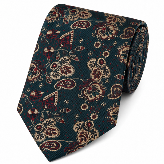 The Kensington Teal Paisley & Floral Premium Tie