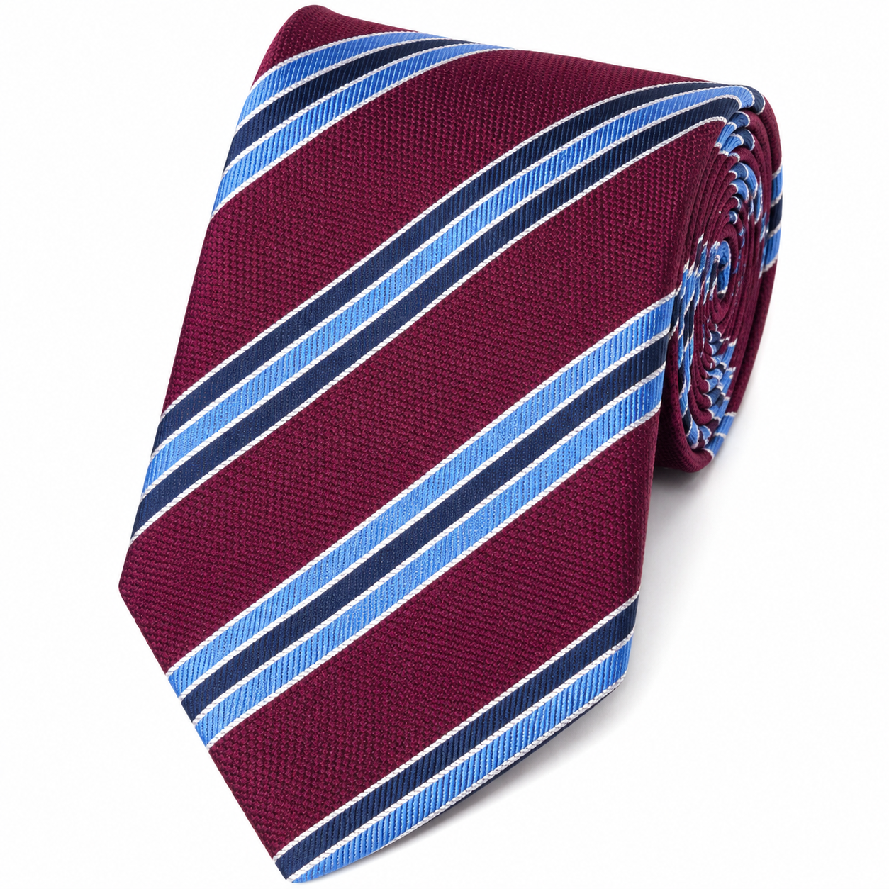 The Ascot Burgundy & Royal Blue Double Stripe Tie