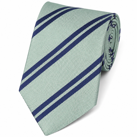 The Sandringham Sage Green & Navy Double Stripe Tie