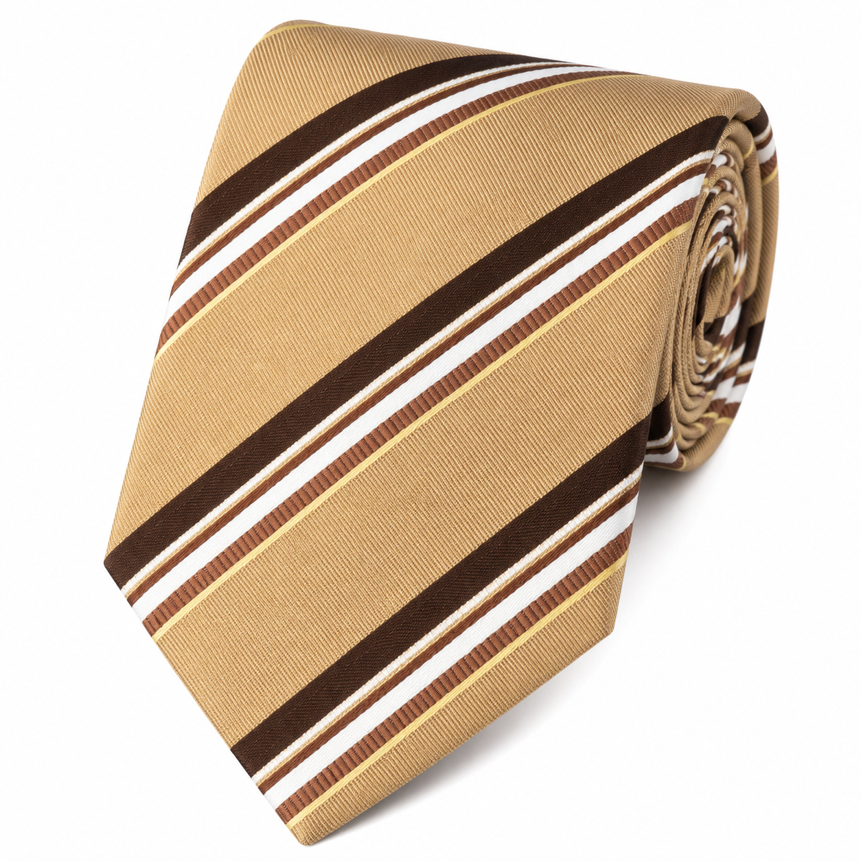 The Safari Champagne Gold & Chocolate Stripe Tie