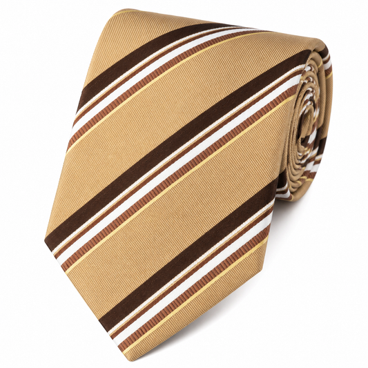 The Safari Champagne Gold & Chocolate Stripe Tie