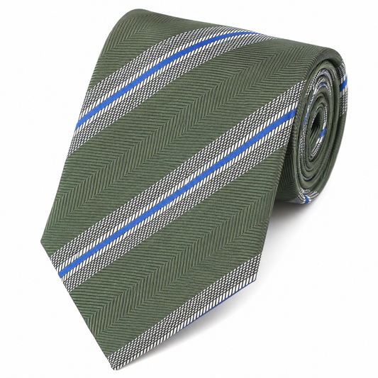 The Kensington Olive & Royal Blue Double Stripe Tie