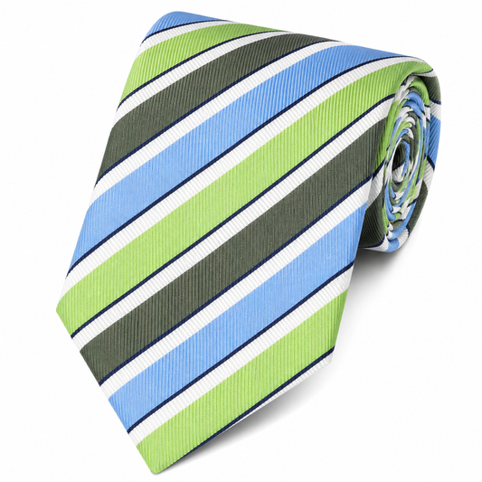 The Belgravia Sky Blue & Lime Green Multi Stripe Tie