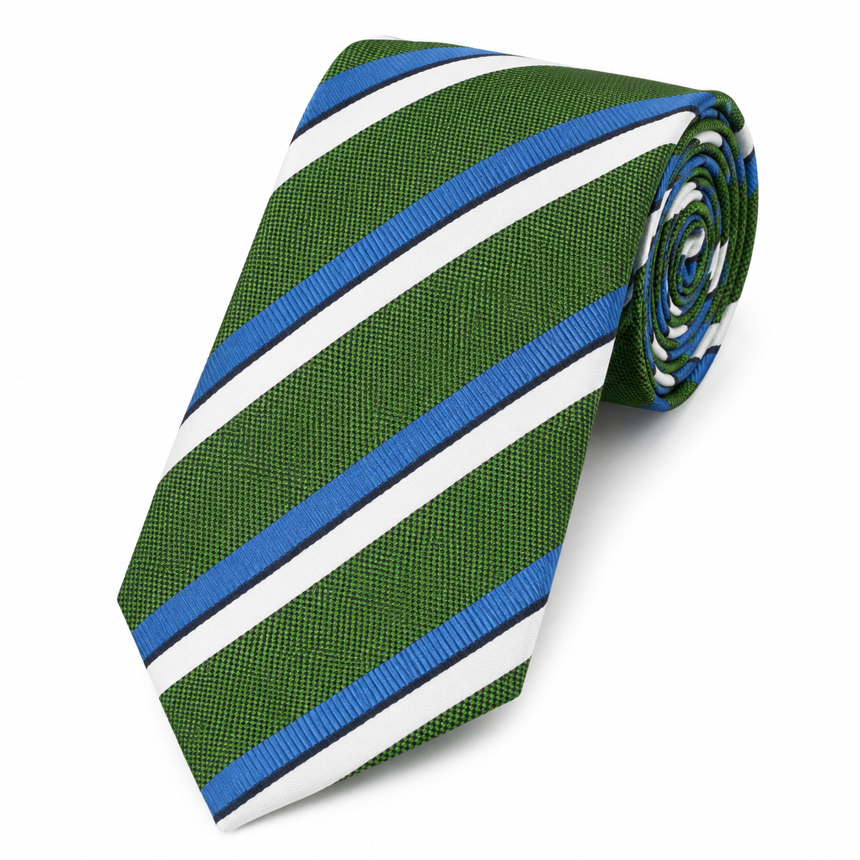 The Cotswolds Forest Green & Royal Blue Stripe Tie