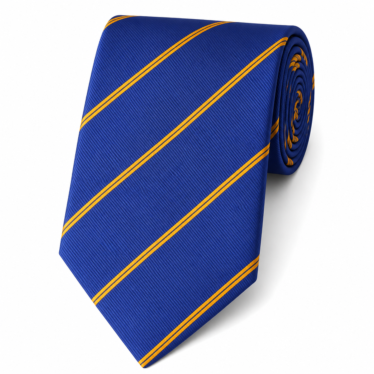 The Royal Blue & Gold Regimental Stripe Tie by Albetro flat lay detail