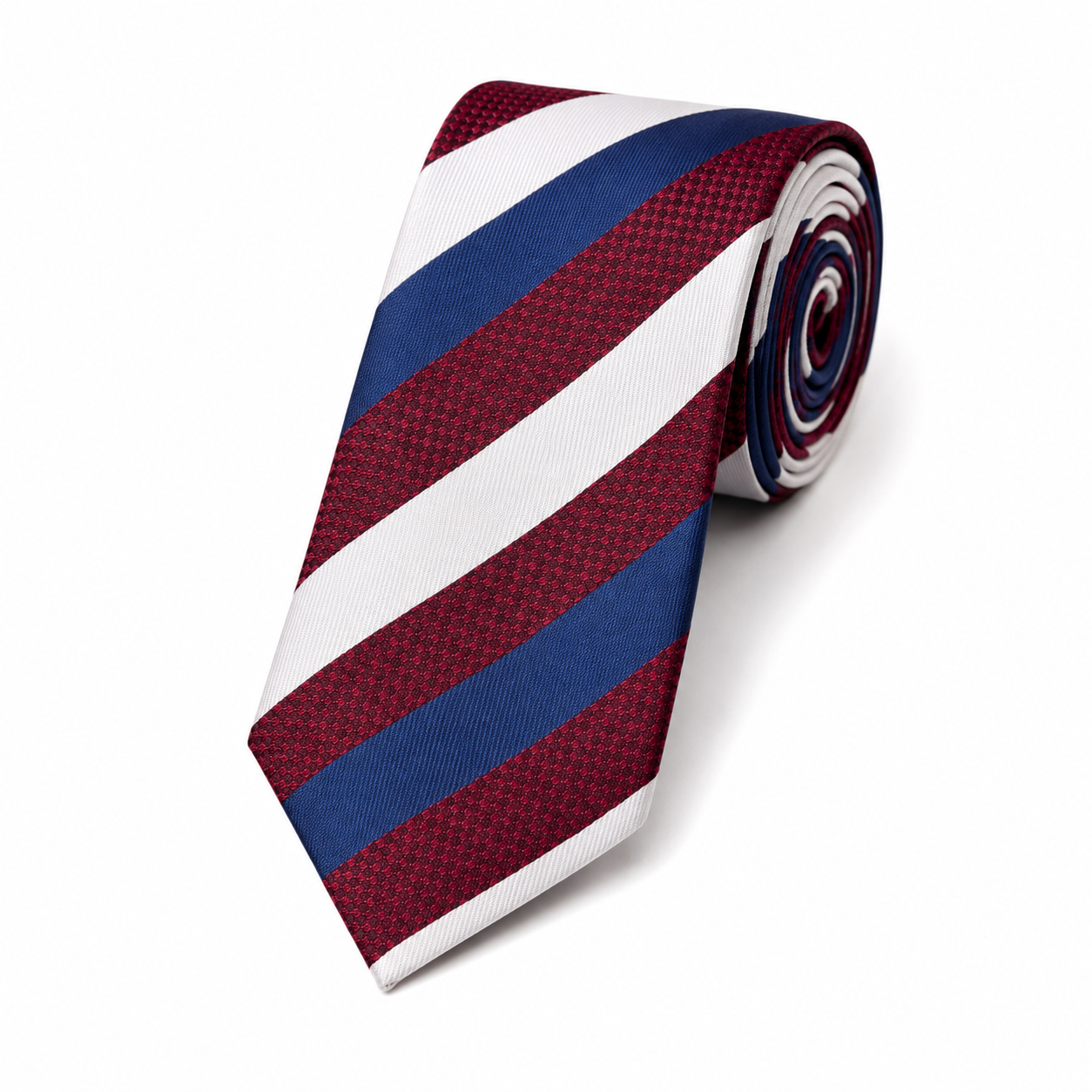 The Regatta Tri-Colour Bold Stripe Slim Tie - Flat Lay