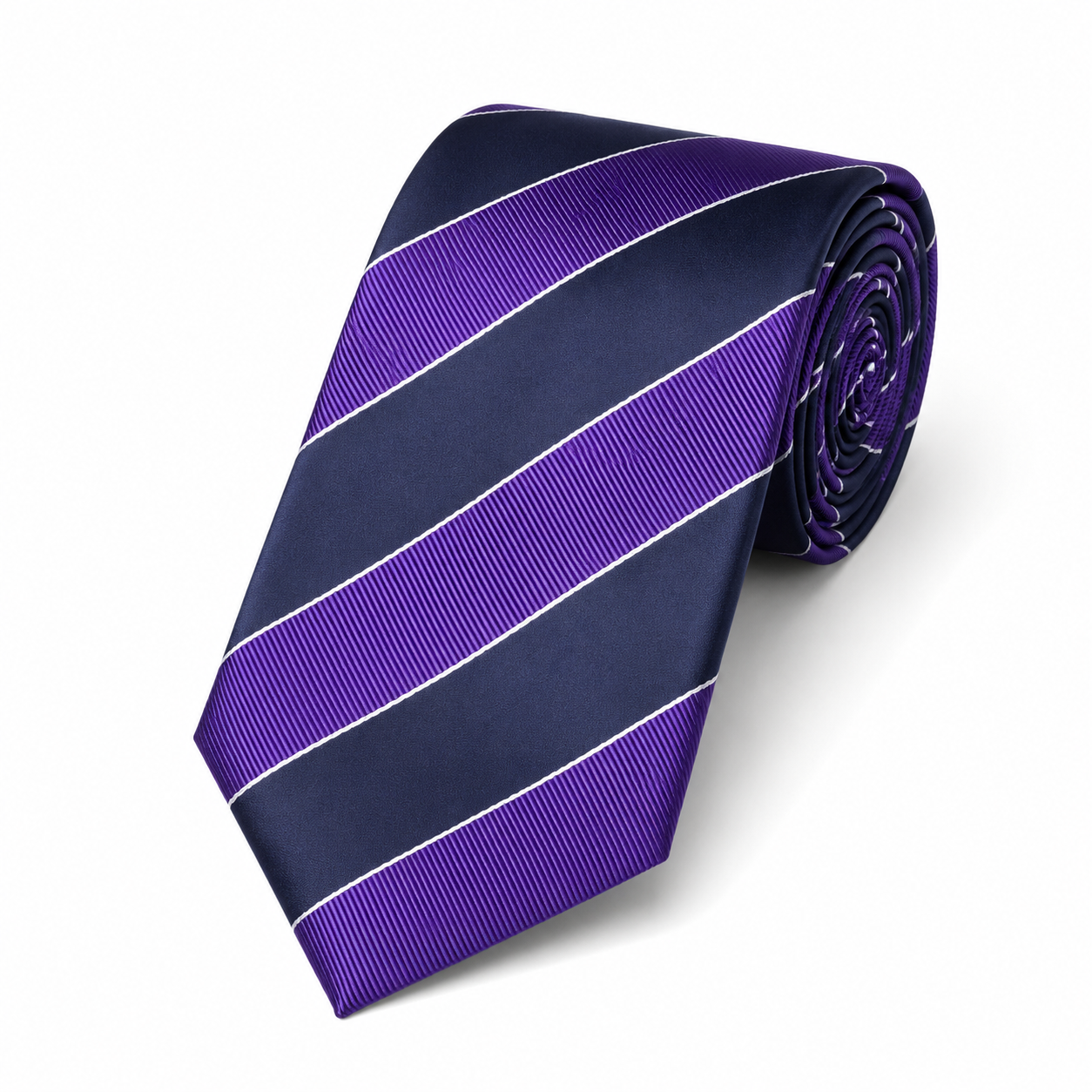 The Amethyst Royale Stripe Tie - Flat Lay