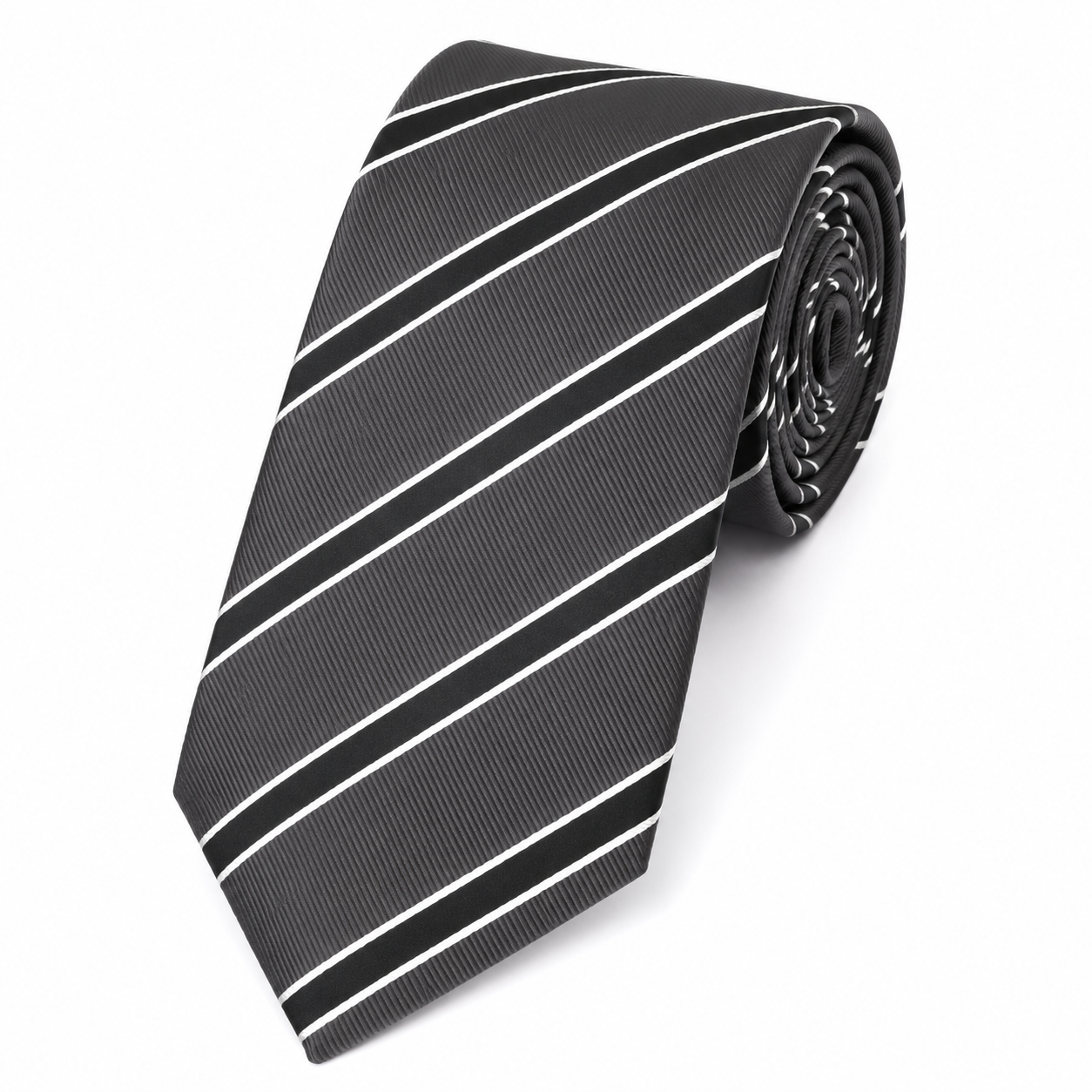 The Graphite Shadow Stripe Tie - Flat Lay