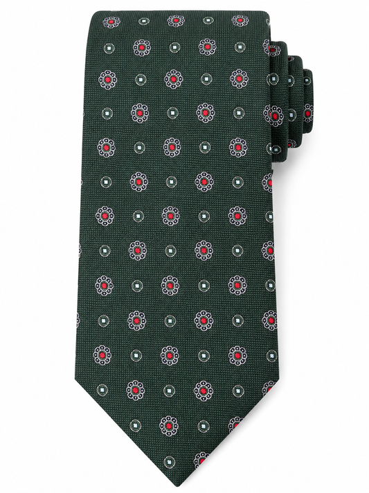 The Evergreen Floret Foulard Tie - Flat Lay