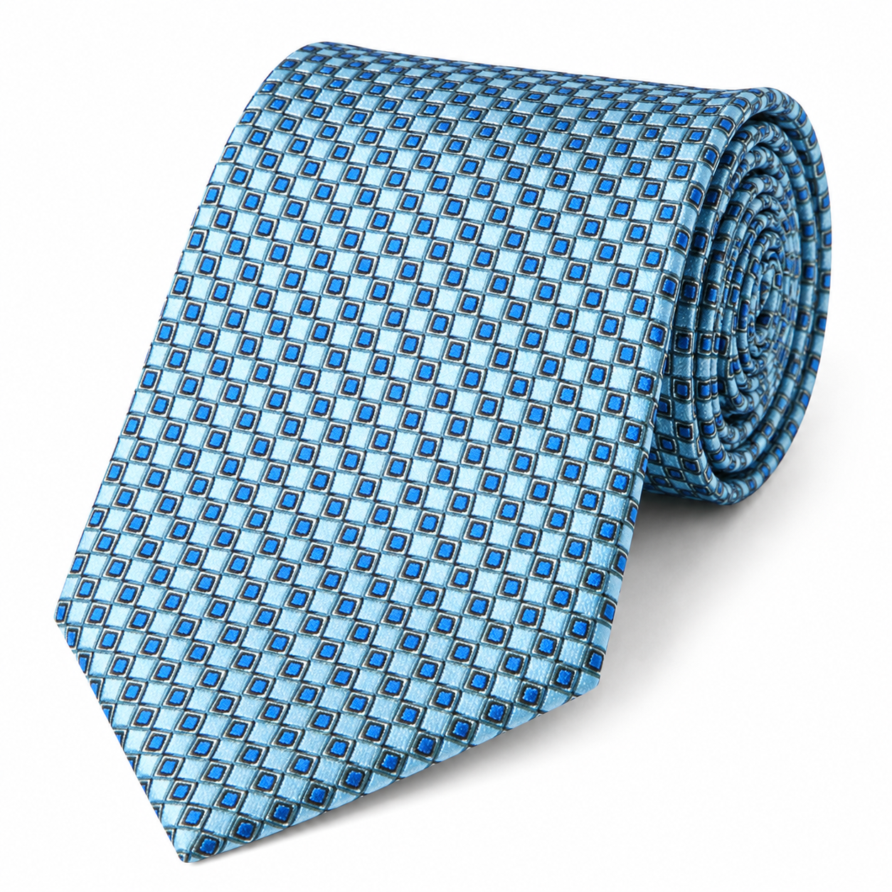 The Azure Mosaic Check Tie - Flat Lay