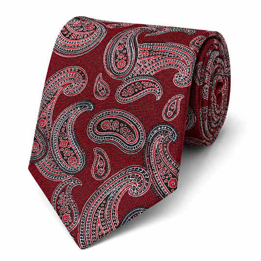 The Regency Crimson Paisley Tie - Flat Lay