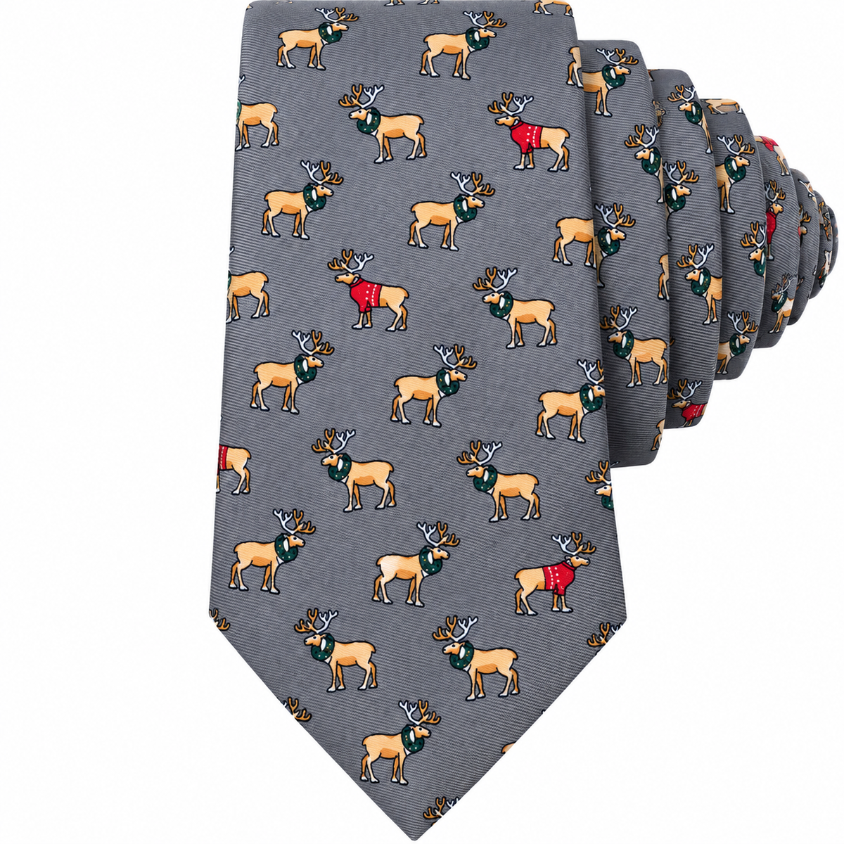 Albetro The Noel grey reindeer Christmas tie detailed view