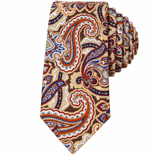 Albetro The Autumn Raj ornate brown paisley tie detailed view